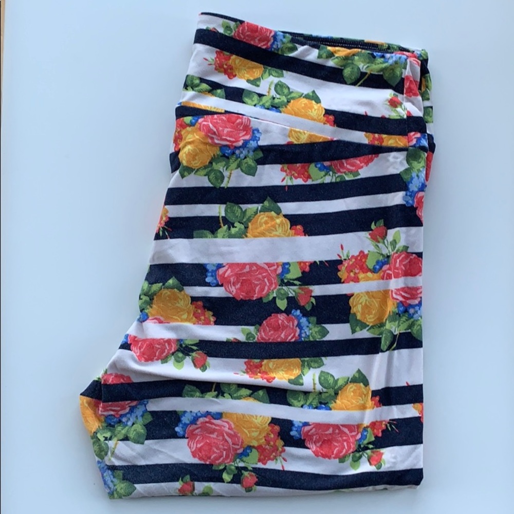 LulaRoe TC Striped and Floral leggings